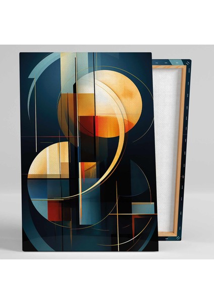 Sarı Daireler Dekoratif Abstract Dikey Kanvas Tablo