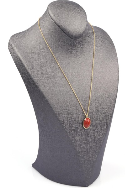 Red Jasper Doğal Taş Gold Renkli Kolye fiyatları