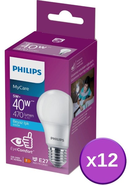 LED 5-40W Ampul 6500K Beyaz Işık 12'li