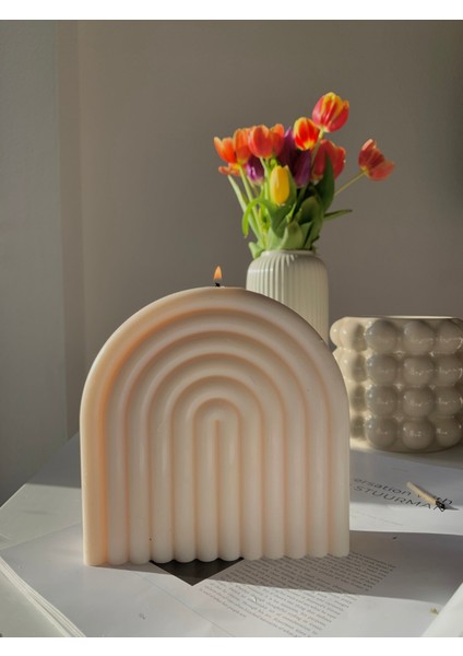 Dekoratif Kokulu Doğal % 100 Soya Wax Büyük Gökkuşağı Mum