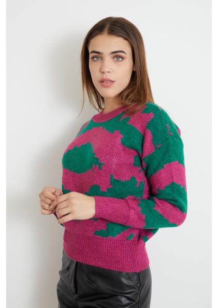 Desenli Crop Kazak-Fuşya fiyatları