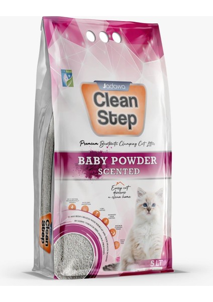 Clean Step Baby Powder Bebek Pudra Kokulu Topaklanan Ince Tane Bentonit Kedi Kumu 5 Litre