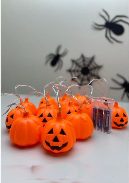Cadılar Bayramı Halloween Pilli Balkabağı LED 12 Li