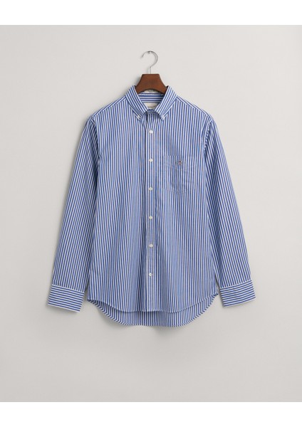 Erkek Mavi Regular Fit Düğmeli Yaka Çizgili Gömlek 3000130.436 modelleri