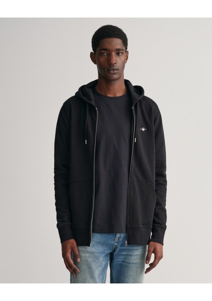 Erkek Siyah Regular Fit Kapüşonlu Sweatshirt 2007059.5