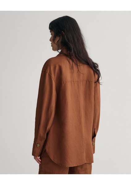 Kadın Kahverengi Relaxed Fit Klasik Yaka Keten Ceket 4700265.229 fiyatları