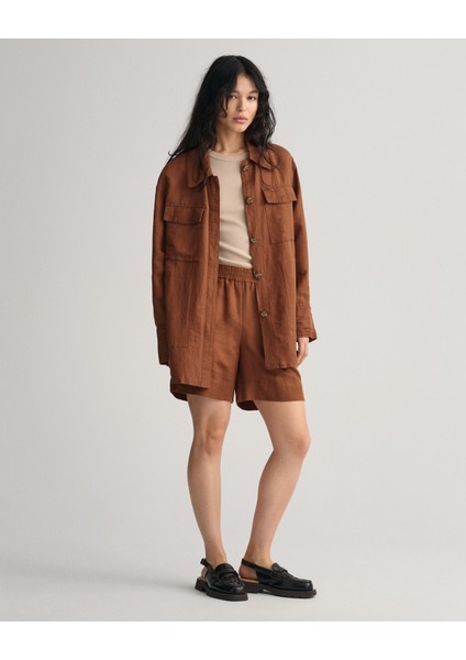 Kadın Kahverengi Relaxed Fit Klasik Yaka Keten Ceket 4700265.229 modelleri