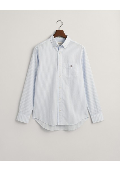 Erkek Mavi Regular Fit Düğmeli Yaka Çizgili Gömlek 3000130.455 modelleri