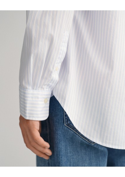 Erkek Mavi Regular Fit Düğmeli Yaka Çizgili Gömlek 3000130.455 fırsatları