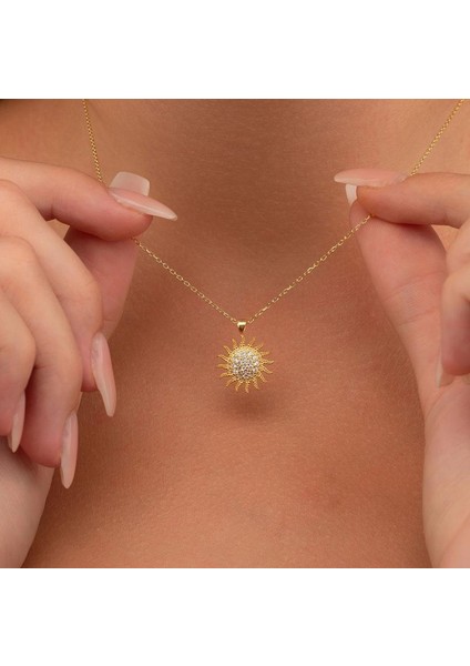 Altın Kaplama Gümüş Güneş Kolye