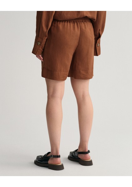 Kadın Kahverengi Relaxed Fit Keten Şort 4020061.229