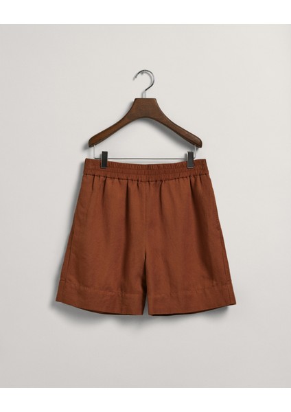 Kadın Kahverengi Relaxed Fit Keten Şort 4020061.229