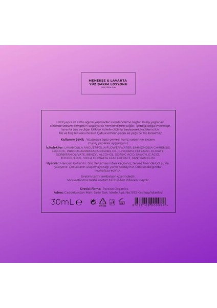Menekşe & Lavanta Karma ve Yağlı Ciltler Yüz Losyonu
