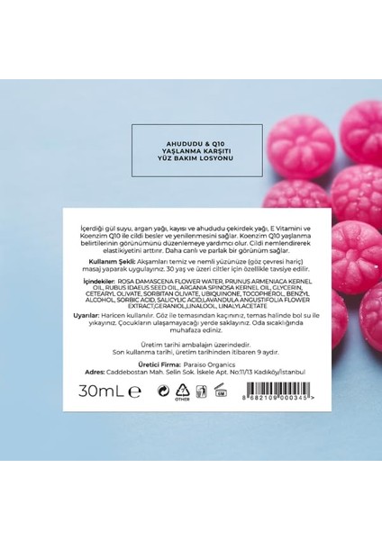 Ahududu & Q10 Kırışık Önleyici Losyon