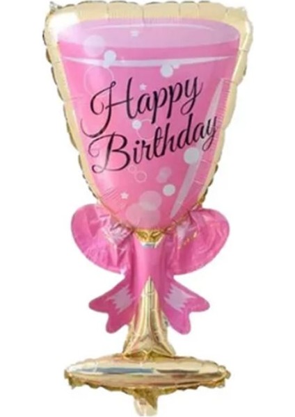 Bride Happy Birthday Şampanya Kadehi Şeklinde Folyo Balon 103 x 49 cm Pembe 1 Adet