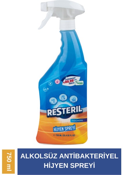 Resteril Hijyen Spreyi 750ml Buzdolabı Temizleyici Küf Giderici Klozet Kapağı Dezenfektan Sprey