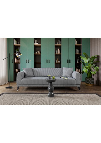 Perla Sofa Siena Yataklı Kanepe Gri Kazayağı