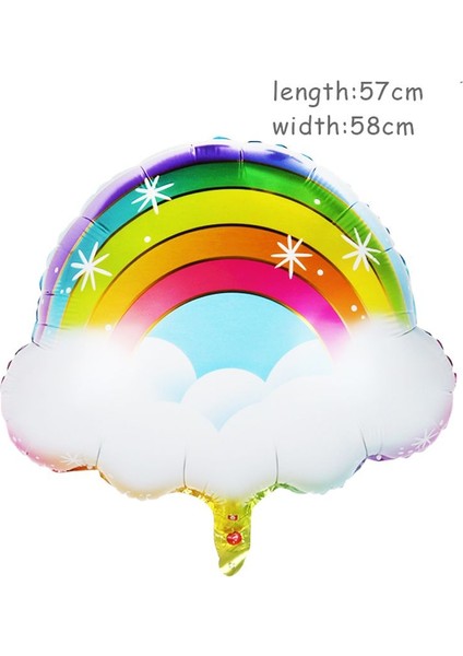 Rainbow Bulutlu Gökkuşağı Şeklinde Folyo Balon 7 Renk 58 x 57 cm 1 Adet Hawa