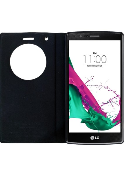 Lg G4 Pencereli Mıknatıslı Kapaklı Sunni Deri Lüx Magnum Kılıf Siyah