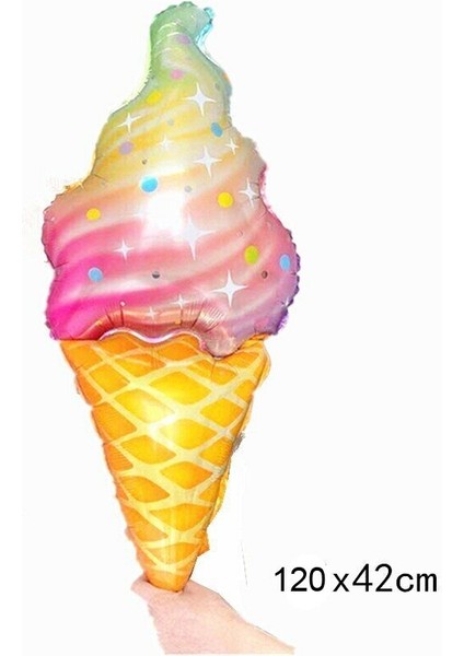 Rainbow Ice Cream Külahta Dondurma Şeklinde Folyo Balon 120X42 cm 1 Adet Hawa