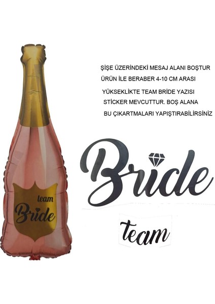 Sticker Ile Siyah Team Bride Yazılabilen Içecek Şişesi Şeklinde Folyo Balon 100X40 cm 1 Adet