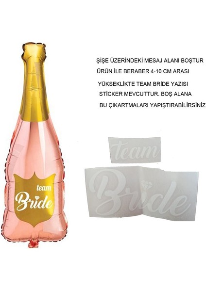 Sticker Ile Beyaz Team Bride Yazılabilen Içecek Şişesi Şeklinde Folyo Balon 100X40 cm 1 Adet