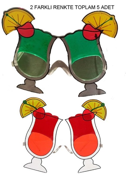 Hawaiian Tropical Coctail Kokteyl Kadehi Parti Gözlüğü 5 Adet