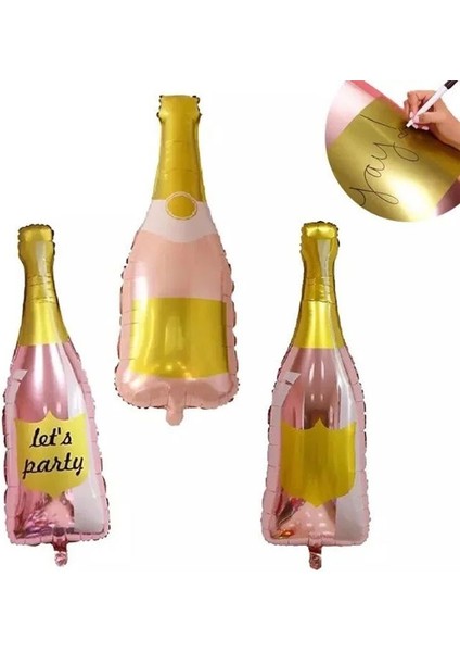 Kalemli Mesaj Yazılabilen Içecek Şişesi Şeklinde Folyo Balon Rose Gold Renk 100X40 cm 1 Adet Bride fırsatları