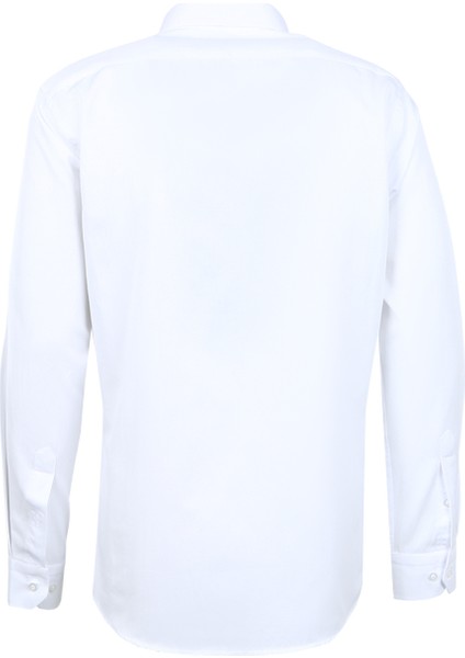Slim Fit Klasik Yaka Armürlü Beyaz Erkek Gömlek GM2024700348 fiyatları