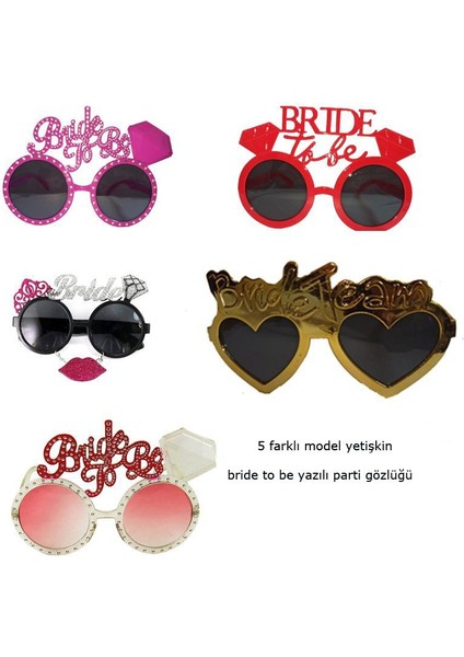Bekarlığa Veda Konsept 5 Farklı Model Bride To Be Gözlüğü 5 Det