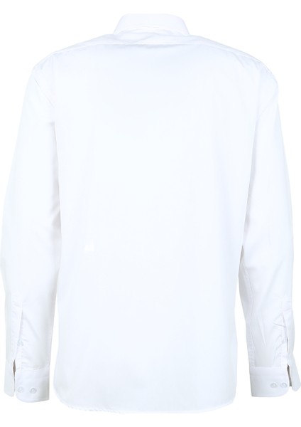 Slim Fit Klasik Yaka Düz Beyaz Erkek Gömlek GM1007100526 fiyatları