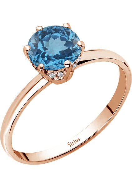 Pırlanta ve London Blue Topaz Taşlı Rosetta Yüzük 0402R0040