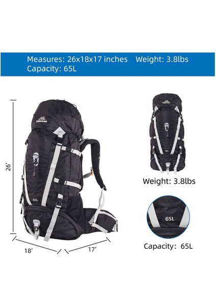 Quickup Hiking Sırt Çantası 65 Litre-Siyah fiyatları