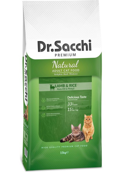 Dr.Sacchi Premium Natural Lamb&Rice Yetişkin Kedi Maması 15 kg