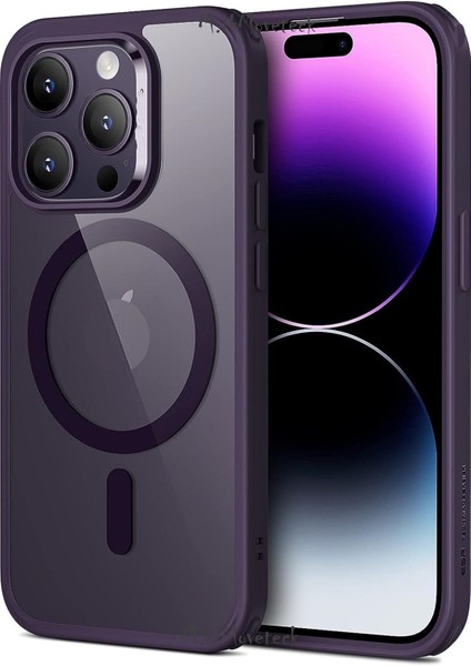 Apple Iphone 15 Pro Max Kılıf Kamera Çıkıntılı Korumalı Krom Çerçeveli Magsafe Şarj Destekli Renkli Hassas Butonlu Şeffaf Kapak