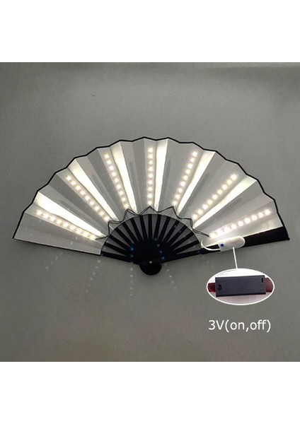 3V 13 Inç Glow Katlanır El Fan LED Dekoratif Fan LED Fan Fotoğraf Sahne Rave Aydınlık Fanlar Doğum Günü Hediyesi Glow Parti Malzemeleri White