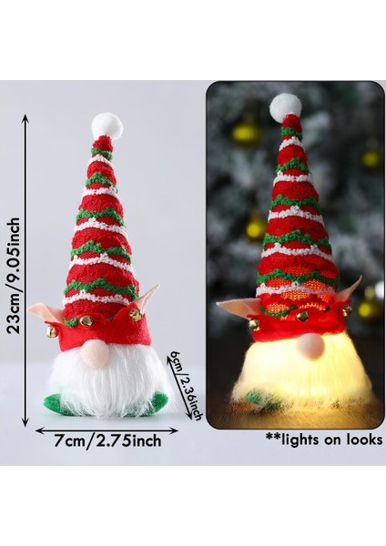 Mini Elf Yeşil Şapka Mini Elf Red Hat Sevimli Peluş LED Işıklı Gnome Elf Bebek Elf Kulakları ile Noel Dekorasyon Noel Ev Noel Ağacı Süsler Navidad Natale Çocuk Oyuncak