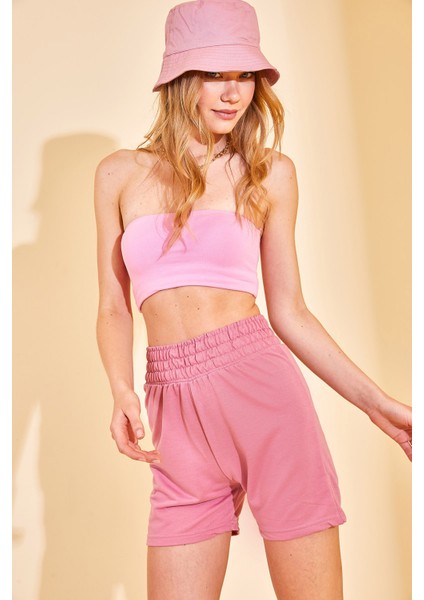 Pudra Pembesi Yüksek Bel Kalın Kemer Şort 2YXK5 46370 50 fırsatları