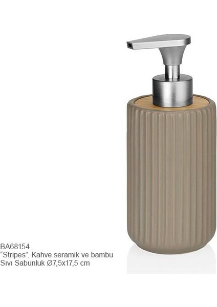 BA68154 Sıvı Sab. Çizgili Kahve Seramik/bambu