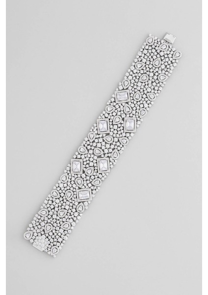 Mücevher Zarafeti 18 Ayar Altın Kaplama Gümüş Özel Tasarım Bileklik