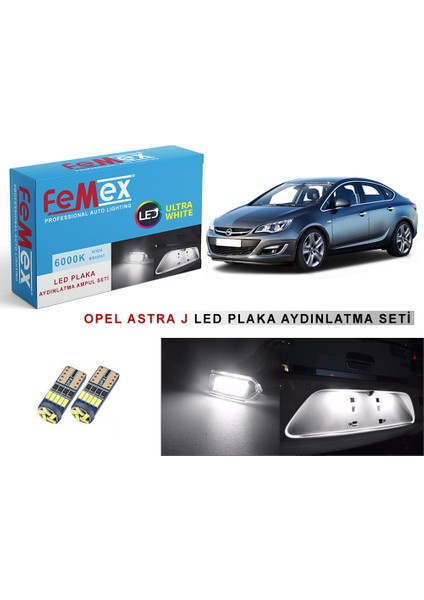 Opel Astrra J LED Plaka Aydınlatma Ampul Seti Parlak Beyaz