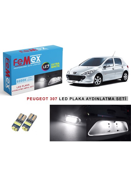 Peugeot 307 LED Plaka Aydınlatma Ampul Seti Femex Parlak Beyaz