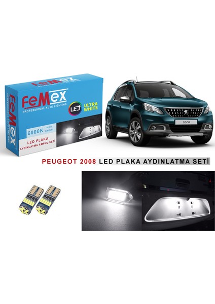 Peugeot 2008 LED Plaka Aydınlatma Ampul Seti Femex Parlak Beyaz