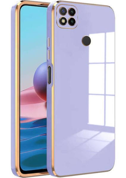 Xiaomi Redmi 9c Kapak Kamera Korumalı Lazer Kesim Lüx Silikon Kılıf - Lila