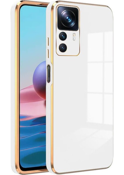 Xiaomi Mi 12T Pro Kapak Kamera Korumalı Lazer Kesim Lüx Silikon Kılıf -Beyaz