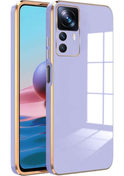 Xiaomi Mi 12T Pro Kapak Kamera Korumalı Lazer Kesim Lüx Silikon Kılıf - Lila