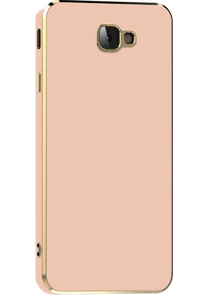 Samsung Galaxy J7 Prime Kapak Kamera Korumalı Lazer Kesim Lüx Silikon Kılıf - Rose Gold