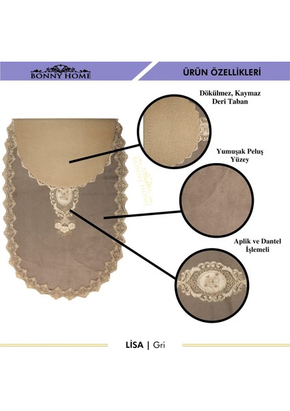 Lisa Gri 6 Parça Çeyizlik Dantelli 3'lü Banyo Paspası & 3'lü Kirli Çamaşır Sepeti Seti indirimleri