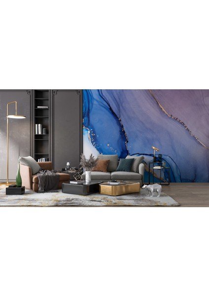 Göz Alıcı Mavi Mermer Desenli Duvar Kağıdı, Altın Görünümlü Duvar Resmi fırsatları