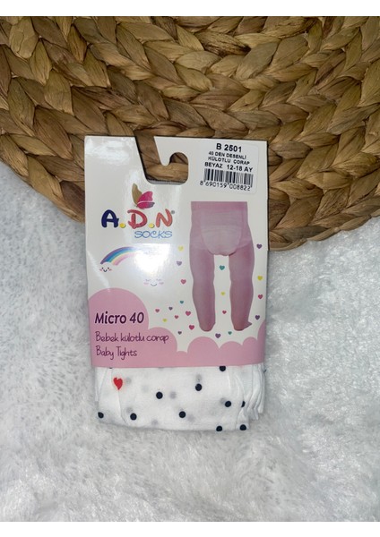 A.D.N SOCKS Kalpli Puantiye Baskılı 40 Denye Külotlu Çorap